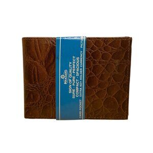 Marshal Mens Brown Croc-Embossed Leather By With Card Pockets Bi-Fold Wallet